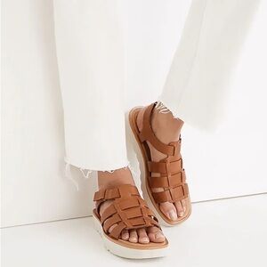 NEW MADEWELL The Fisherman Leather Flatform Sandal Sz 7 (fits like Sz 7.5)